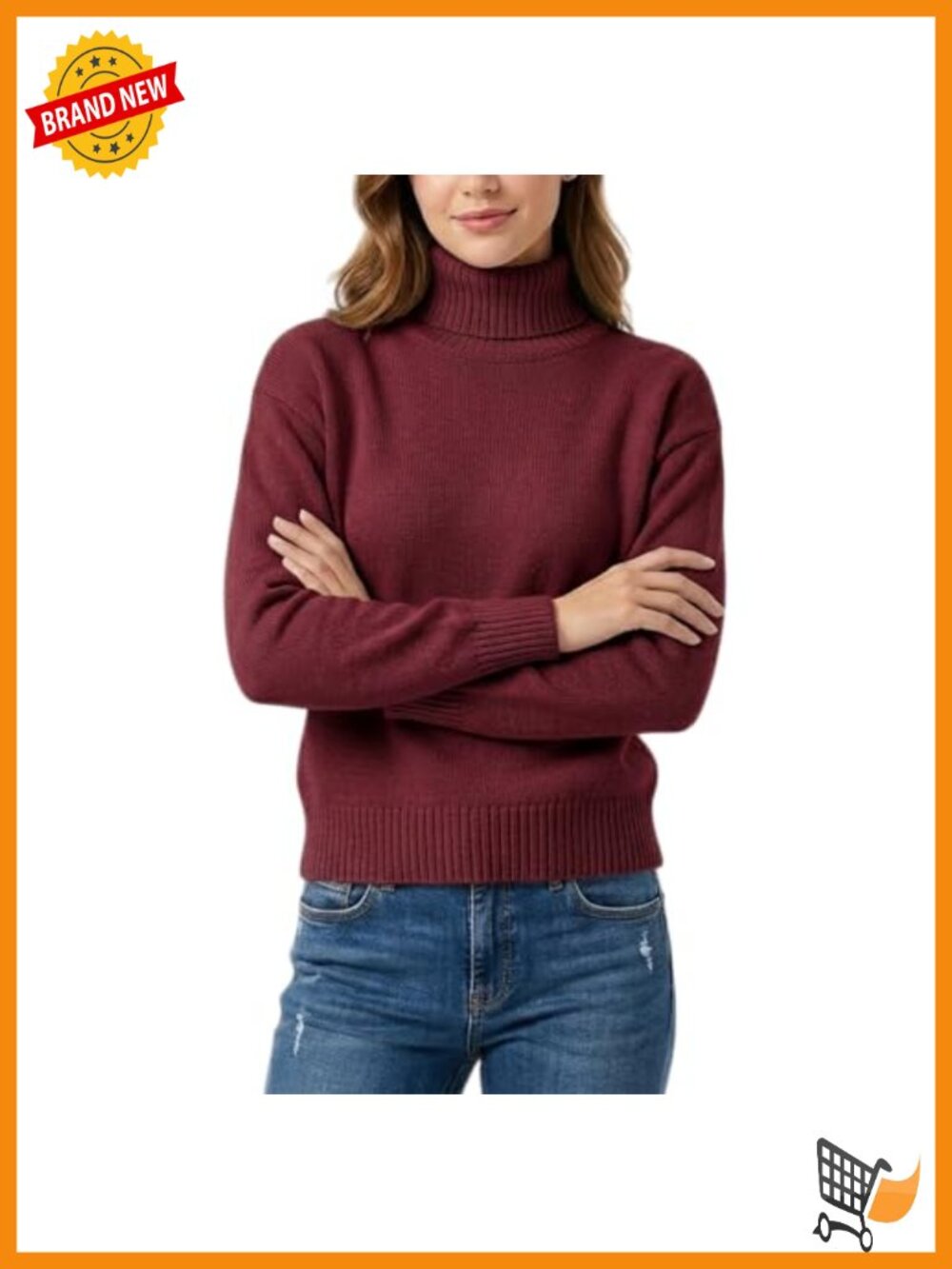 Long Sleeve Turtleneck Knit Sweater Lightweight Pullover Top
